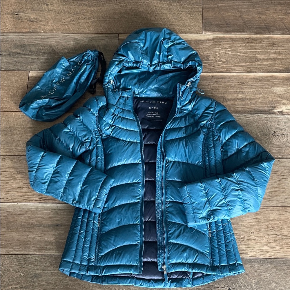 Andrew Marc Teal Packable Down Jacket